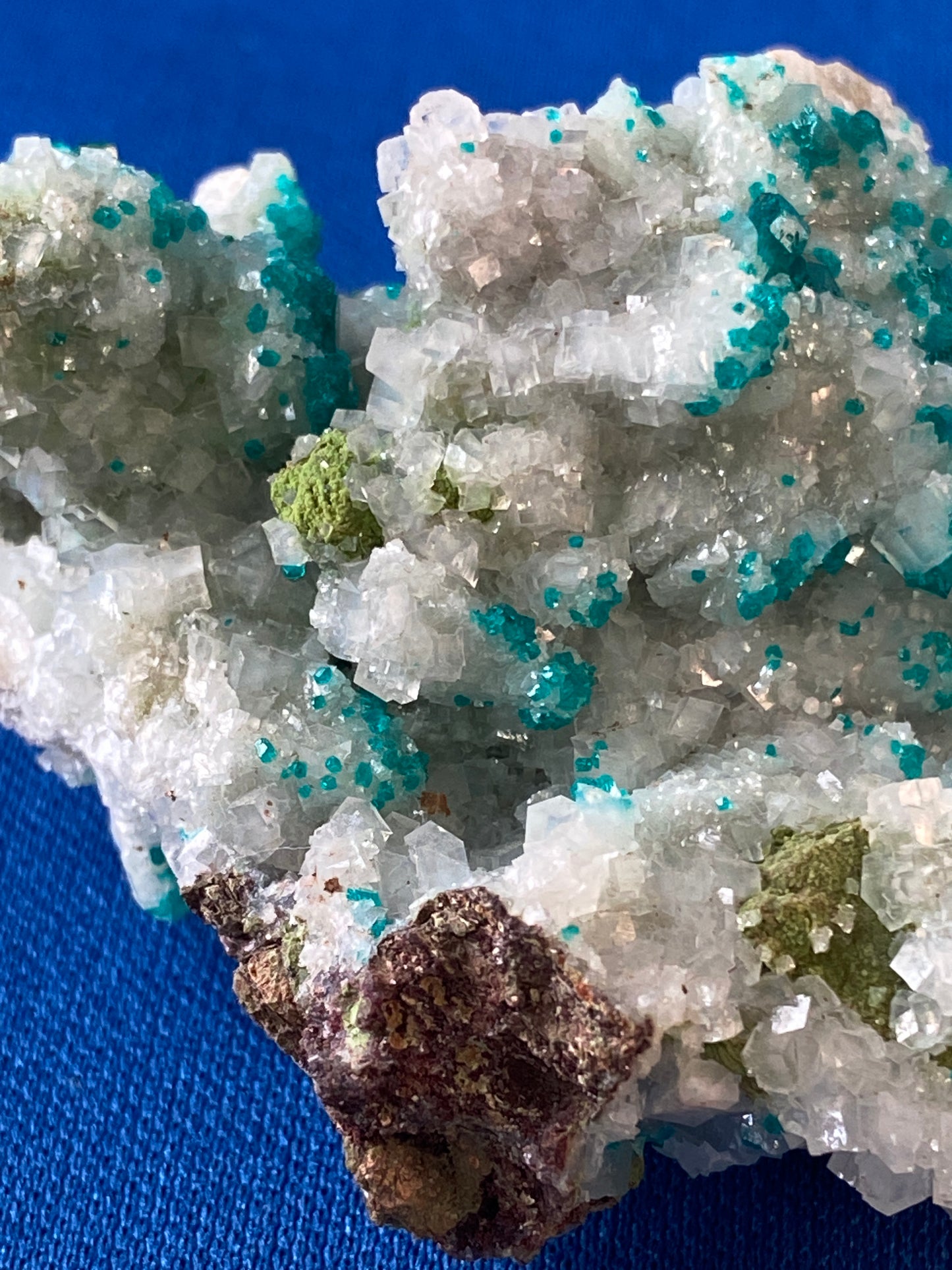 Dioptase, Duftite & Calcite, Tsumeb, Namibia (Ex Prosper J. Williams)