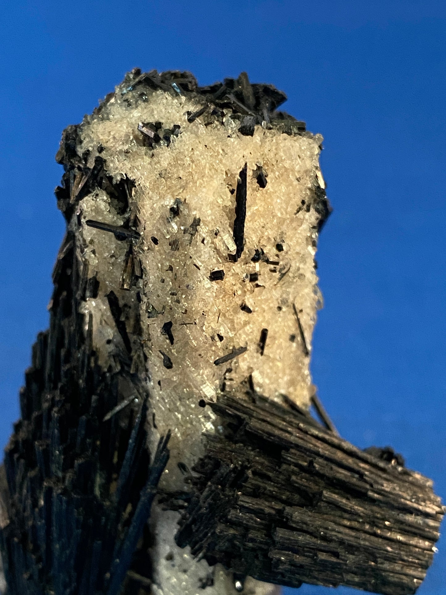Quartz pseudomorph after Microcline with Schorl, Erongo, Namibia