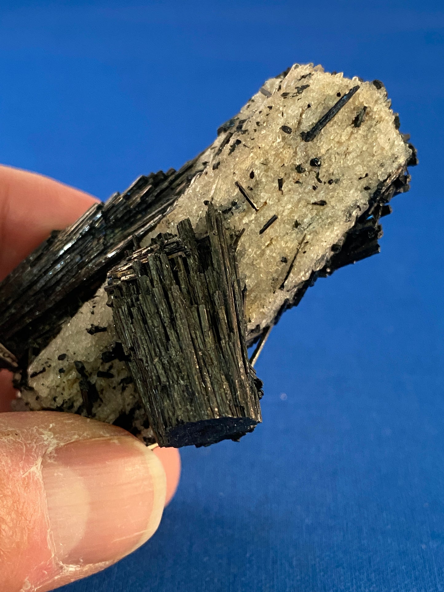 Quartz pseudomorph after Microcline with Schorl, Erongo, Namibia
