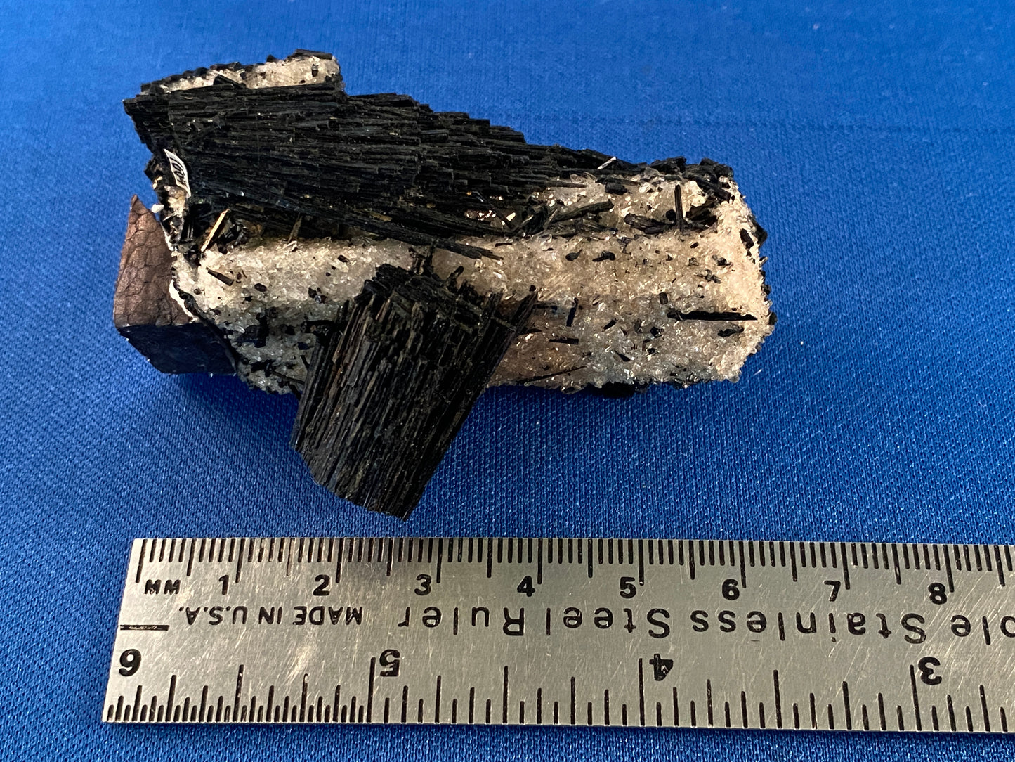Quartz pseudomorph after Microcline with Schorl, Erongo, Namibia