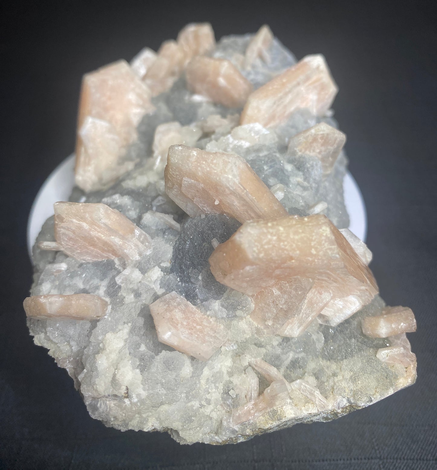 Stilbite on Drusy Quartz, Nasin, Maharashtra, India