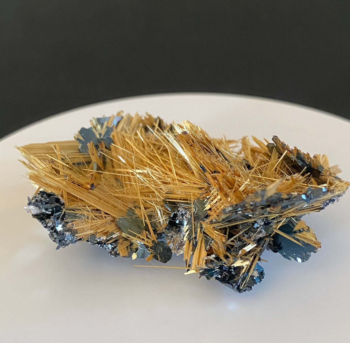 Rutile on Hematite, Novo Horizonte, Bahia, Brazil