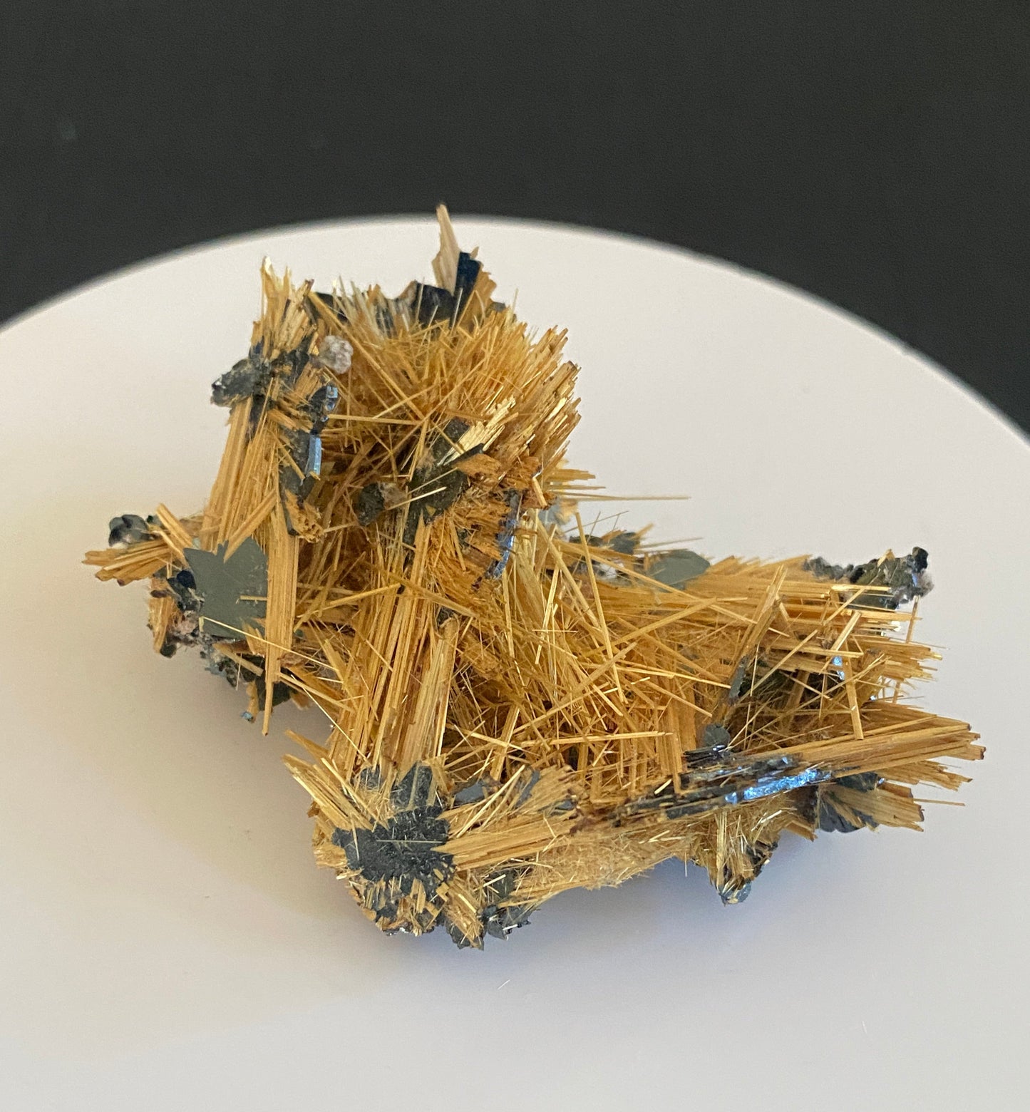 Rutile on Hematite, Novo Horizonte, Bahia, Brazil