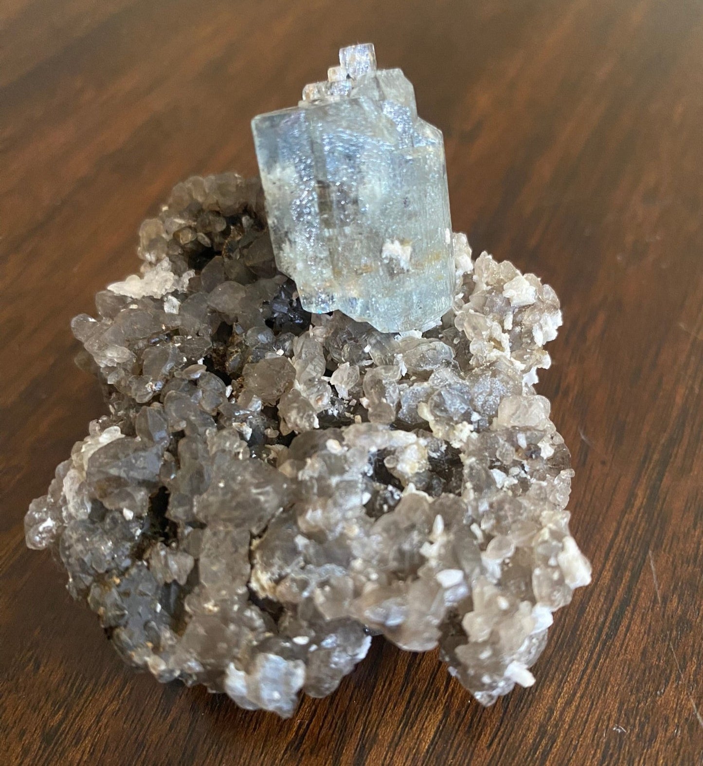 Aquamarine, Hyalite Opal & Smoky Quartz, Erongo Mountains, Erongo, Namibia