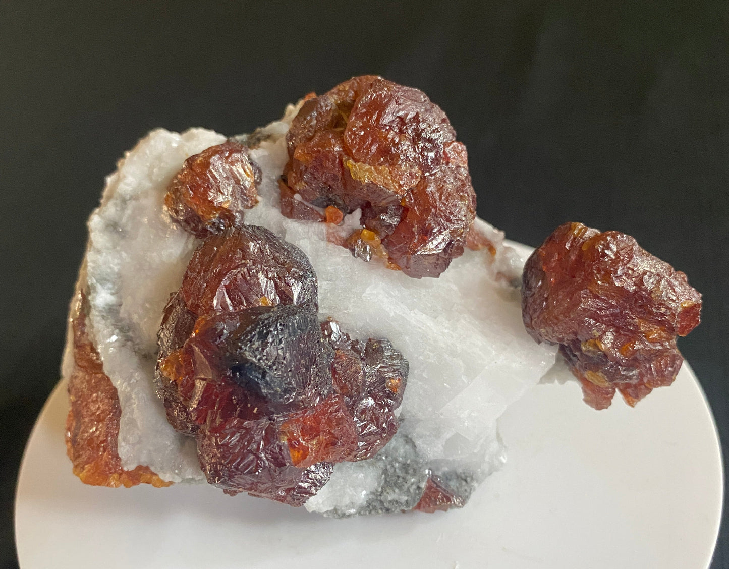 Sphalerite on Calcite, Las Manforas Mine, Alvia, Spain