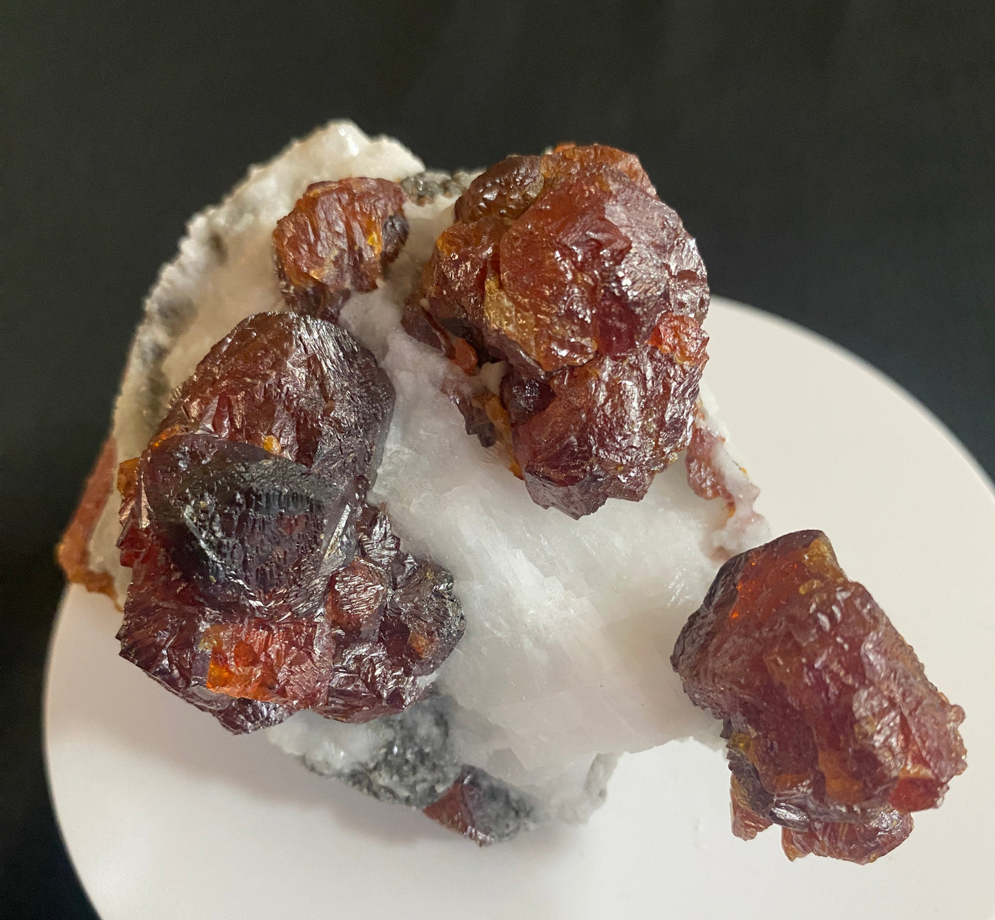 Sphalerite on Calcite, Las Manforas Mine, Alvia, Spain