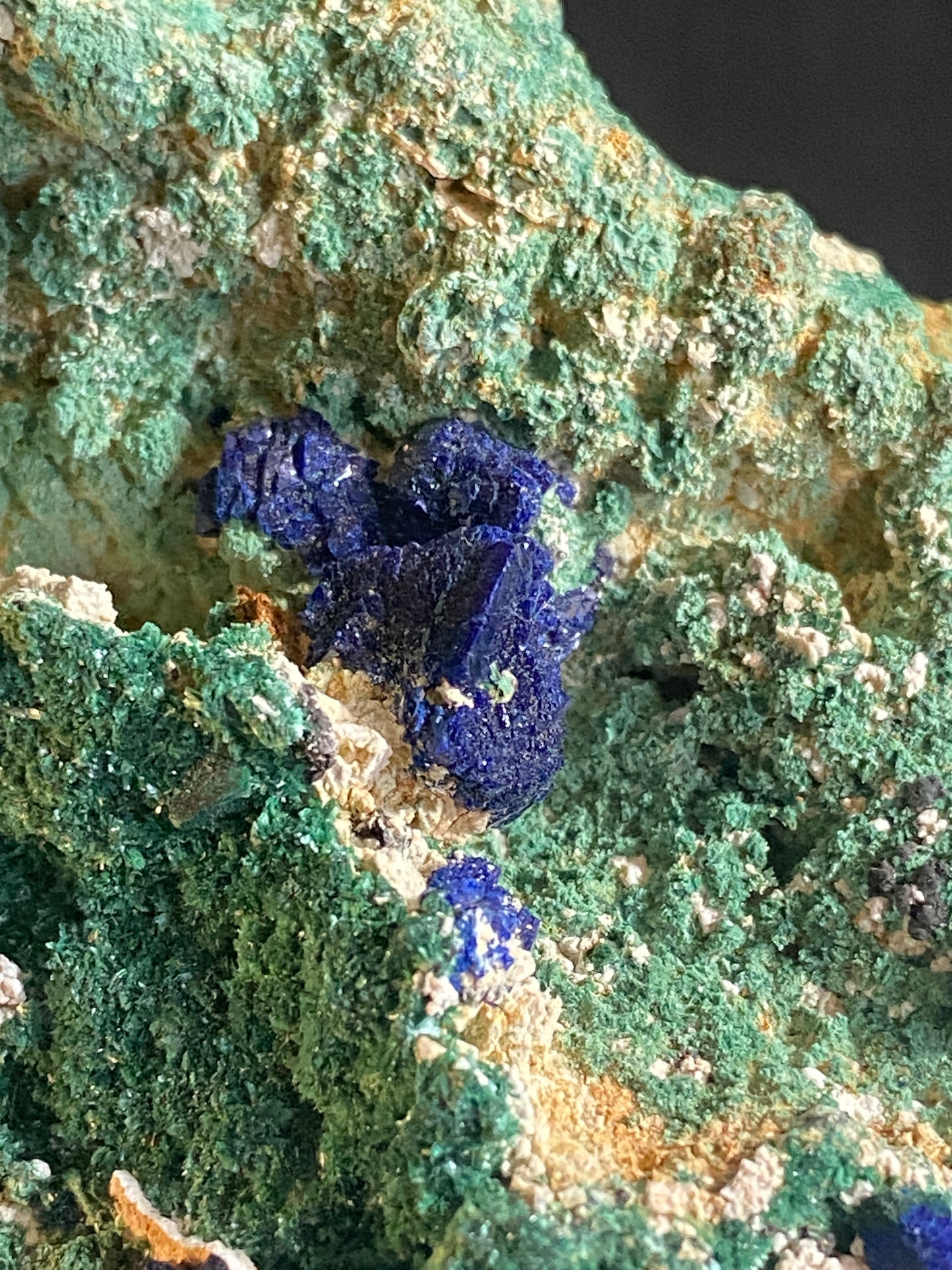 Azurite on Malachite, Blue Jay Claim, La Sal, San Juan County, Utah