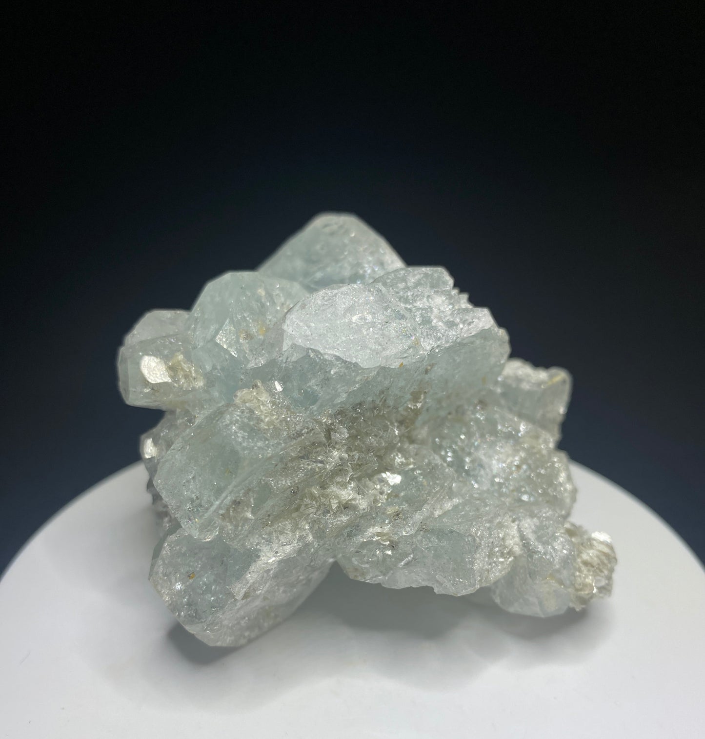 Scheelite on Aquamarine, Mt Xuebaoping, Mianyang, Pingwu, Sichuan, China