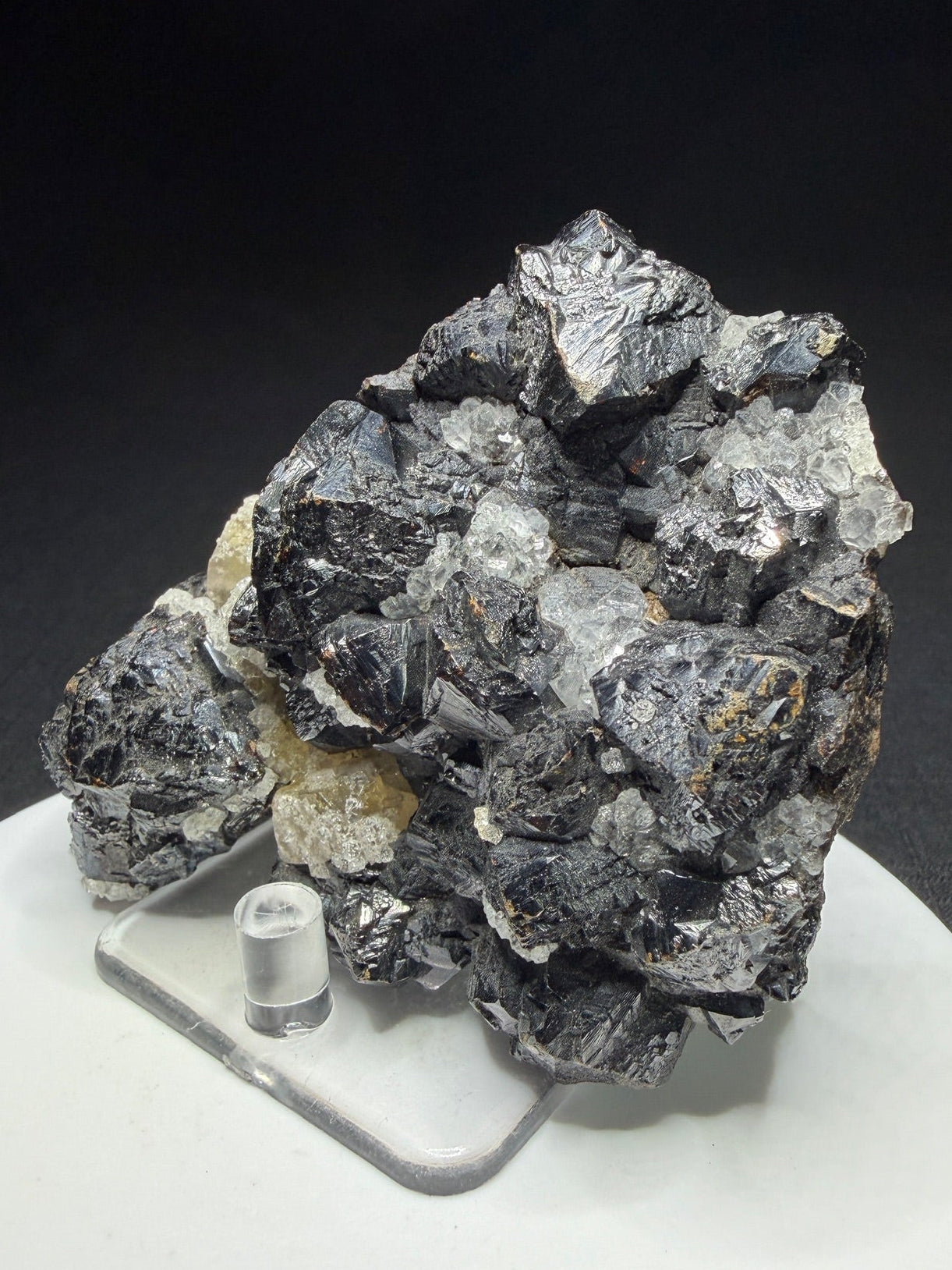 Dark lustrous sphalerite crystals with fluorite and quartz from Rodderup Mine, Cumberland, England