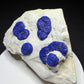 Deep blue azurite suns on pale matrix from Malbunka Copper Mine, Areyonga, Northern Territory, Australia