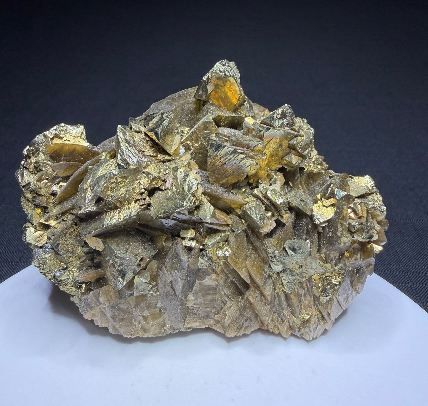 Brassy golden chalcopyrite crystals with siderite from Kaiwu Mine, Hezhang County, Guizhou, China