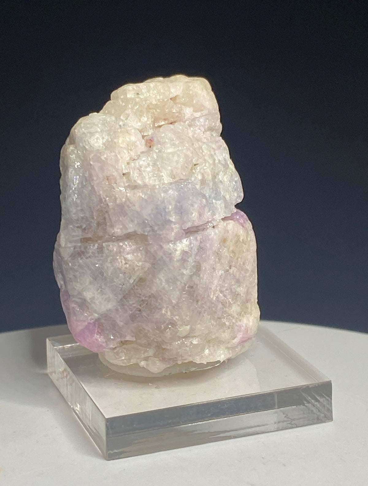 Pale lavender and pink corundum sapphire crystal from Mogok, Myanmar
