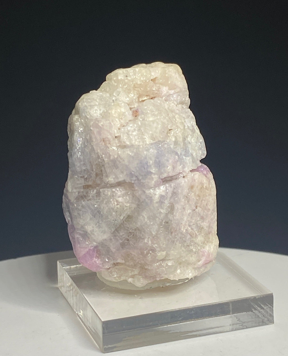 Pale lavender and pink corundum sapphire crystal from Mogok, Myanmar