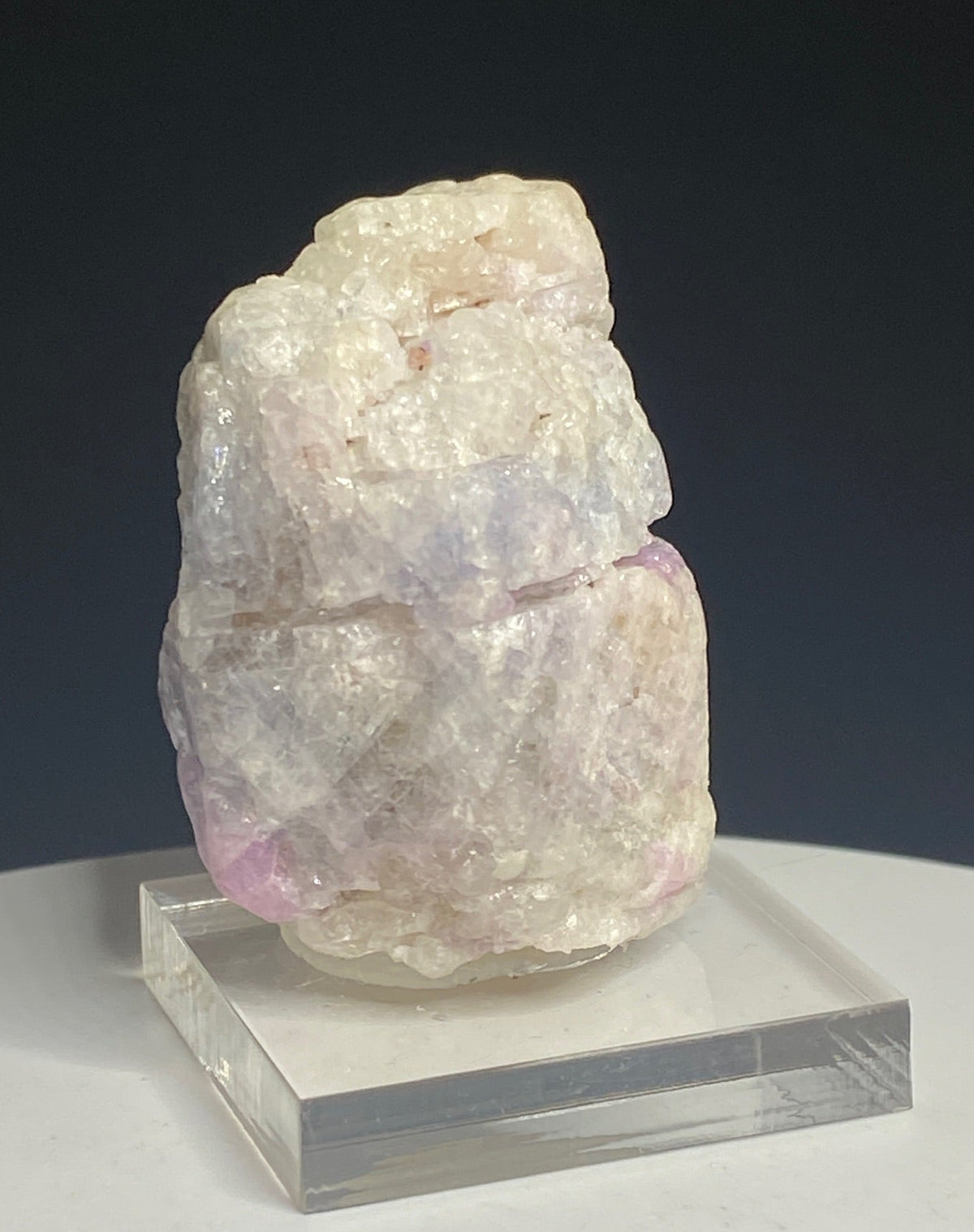 Pale lavender and pink corundum sapphire crystal from Mogok, Myanmar