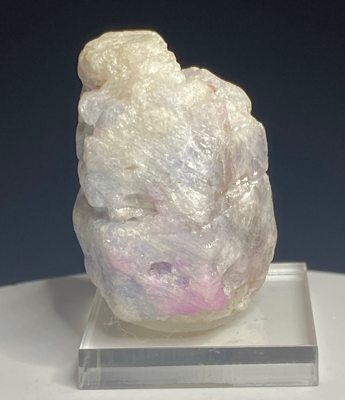 Pale lavender and pink corundum sapphire crystal from Mogok, Myanmar