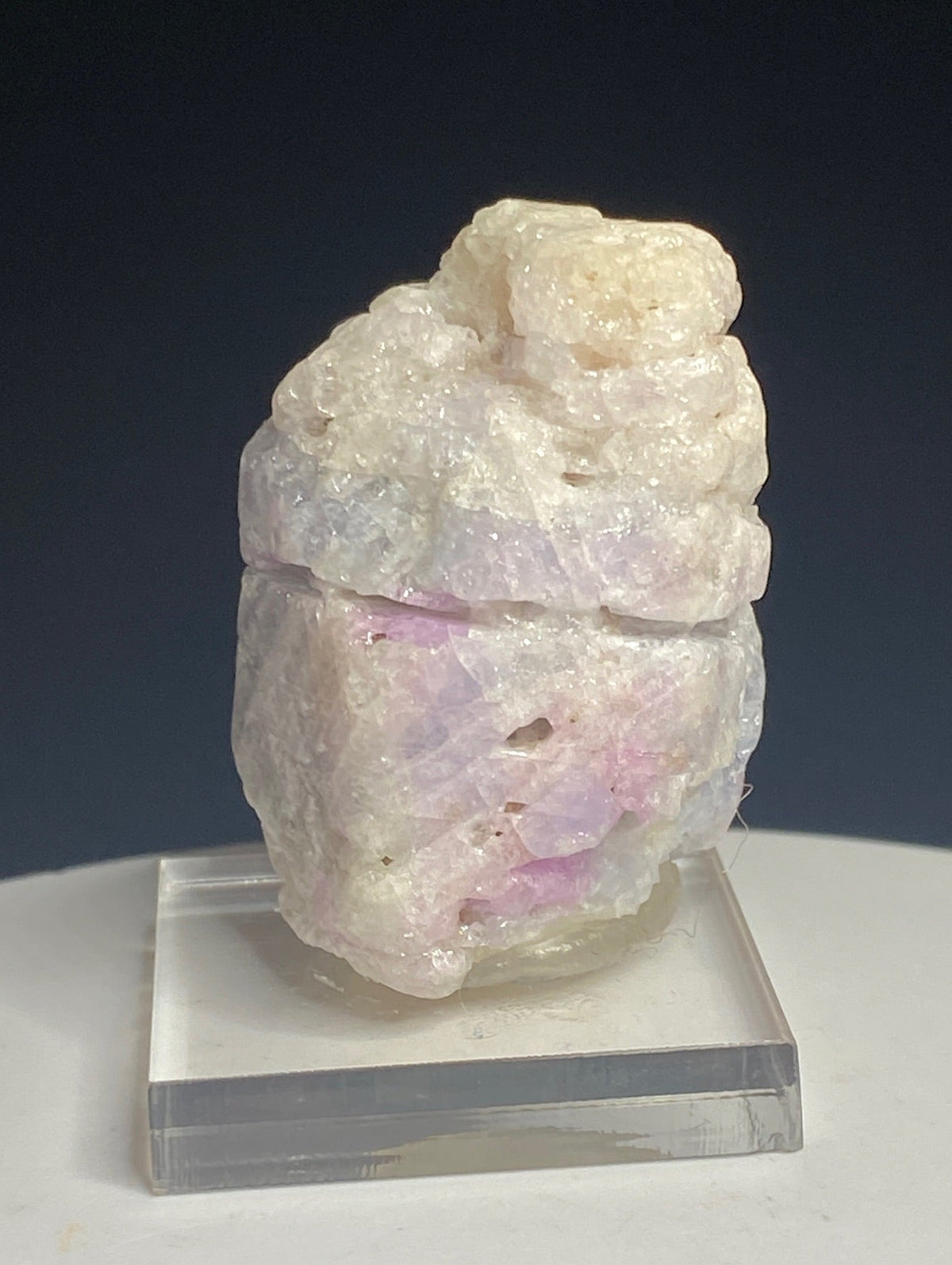 Pale lavender and pink corundum sapphire crystal from Mogok, Myanmar