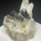 Dark bladed hübnerite crystals on clear quartz from Pasto Bueno, Pallasca Province, Ancash, Peru