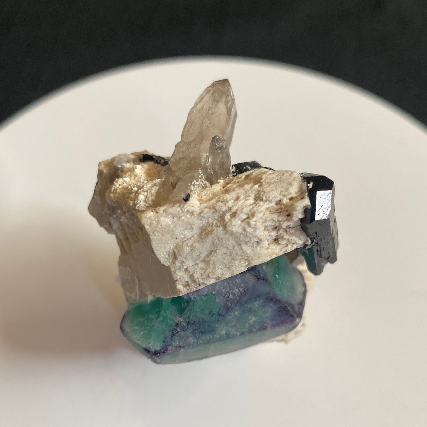 Fluorite (Spinel-Twin), Tourmaline, Quartz & Microcline, Erongo, Namibia