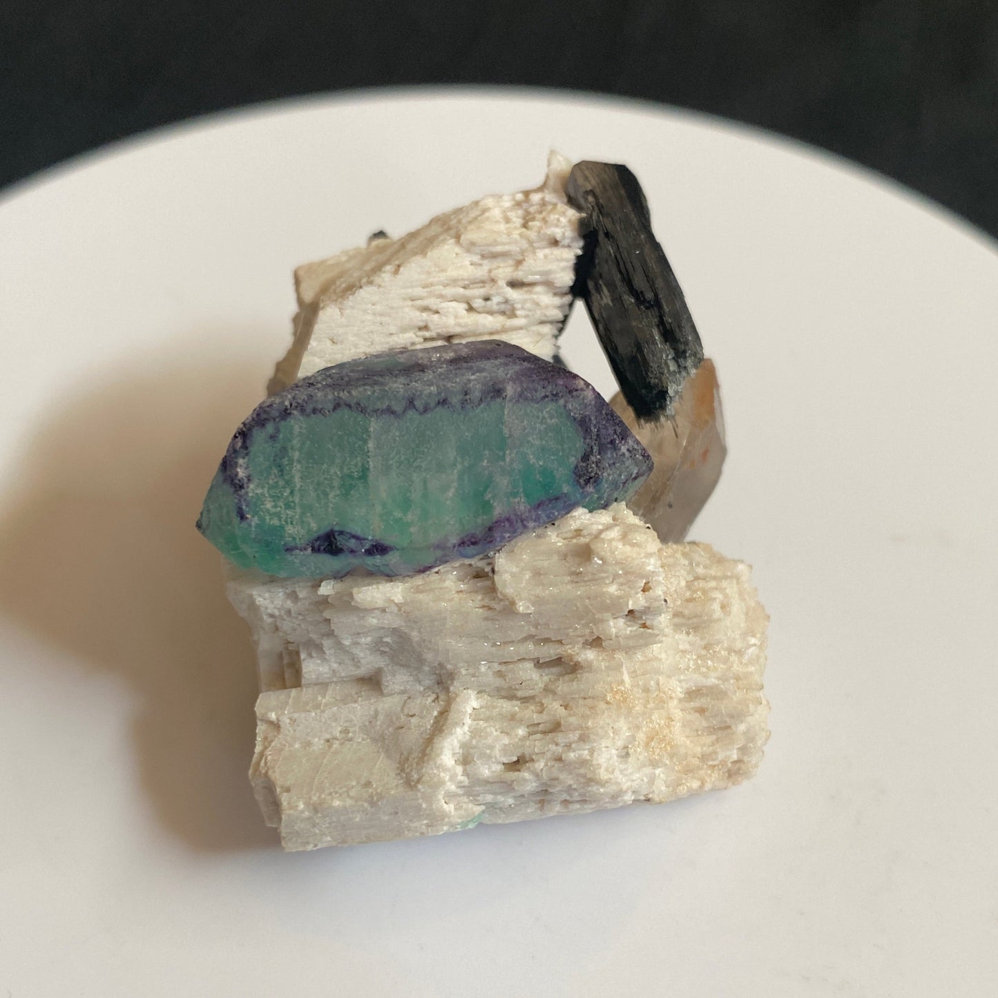 Fluorite (Spinel-Twin), Tourmaline, Quartz & Microcline, Erongo, Namibia