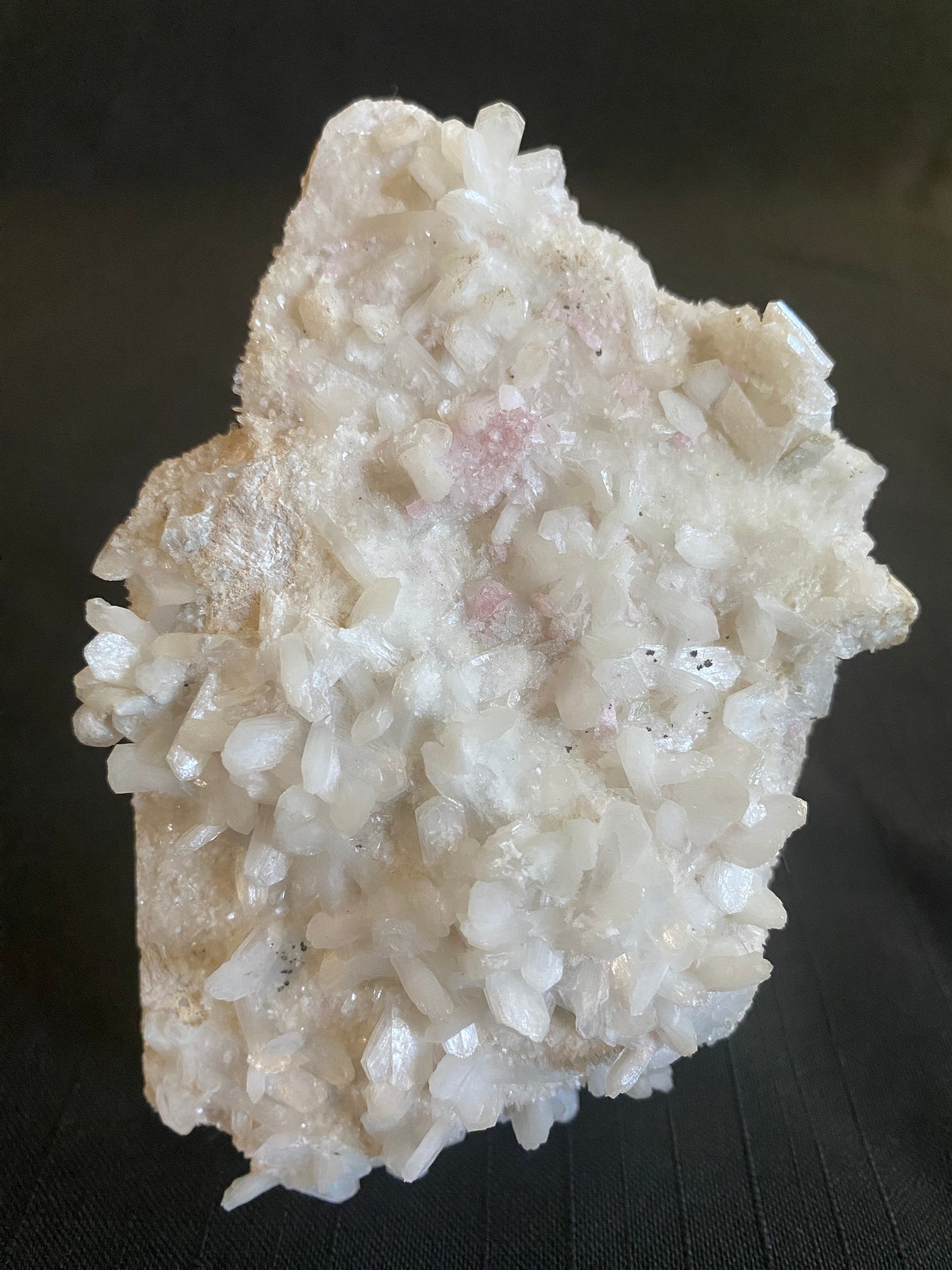 Tourmaline with Stilbite on Microcline, Himilaya Mine, Mesa Grande, California