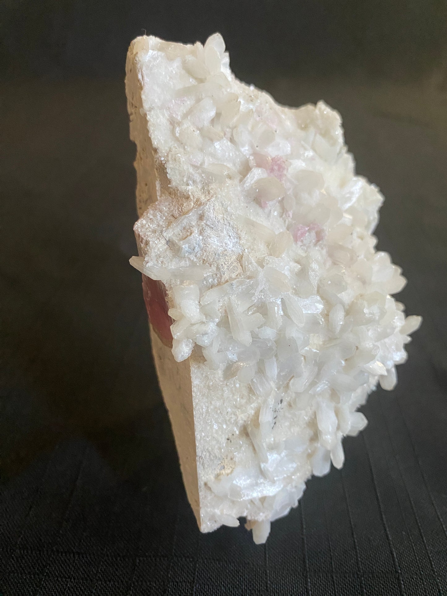 Tourmaline with Stilbite on Microcline, Himilaya Mine, Mesa Grande, California