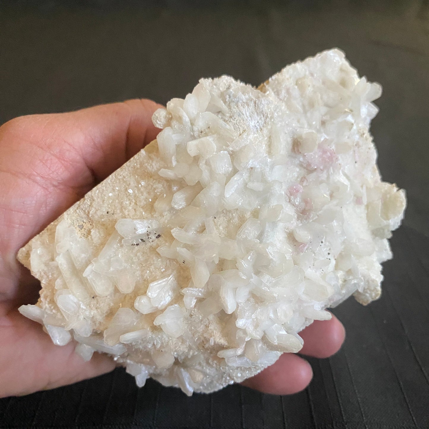 Tourmaline with Stilbite on Microcline, Himilaya Mine, Mesa Grande, California