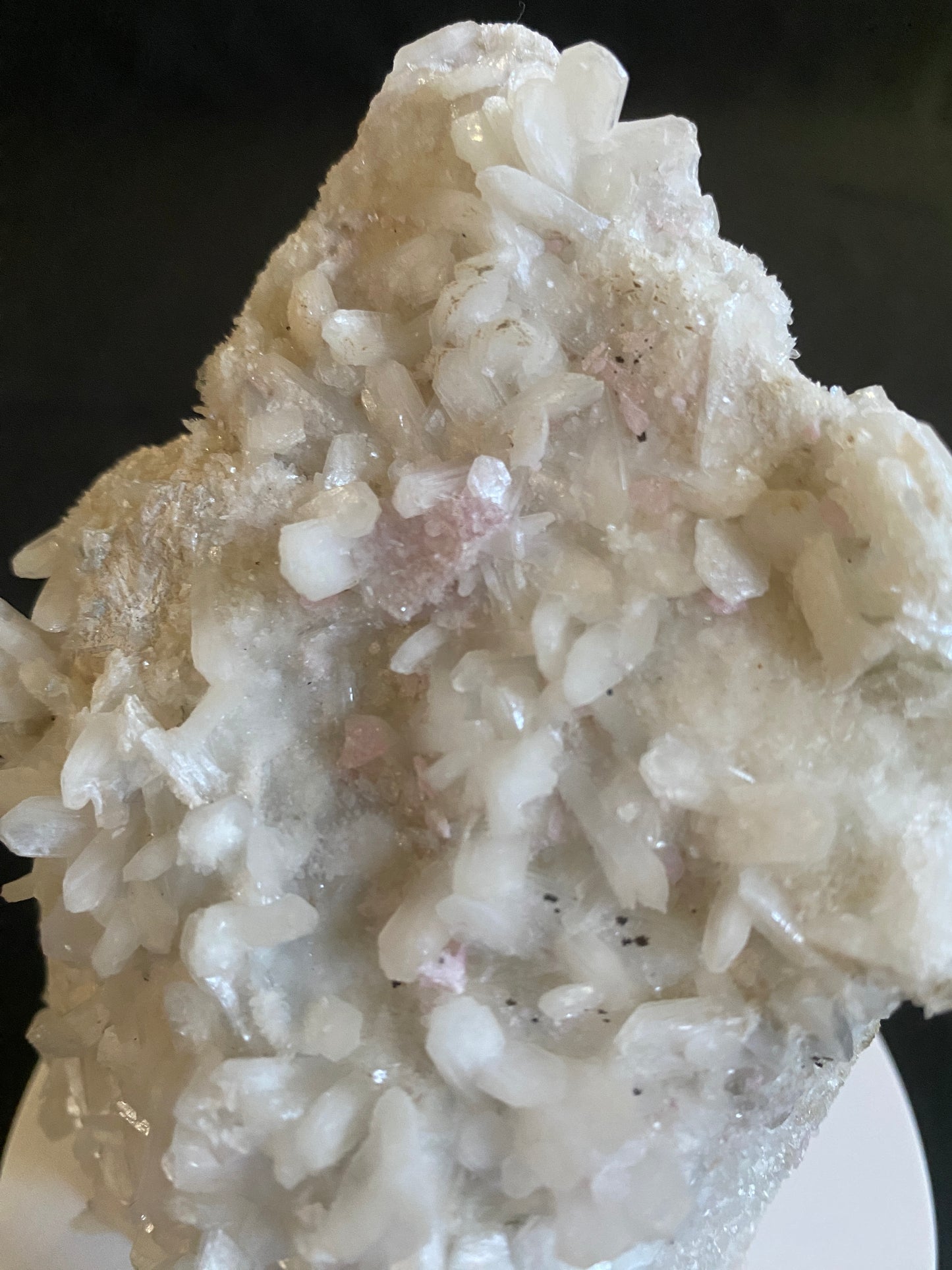 Tourmaline with Stilbite on Microcline, Himilaya Mine, Mesa Grande, California