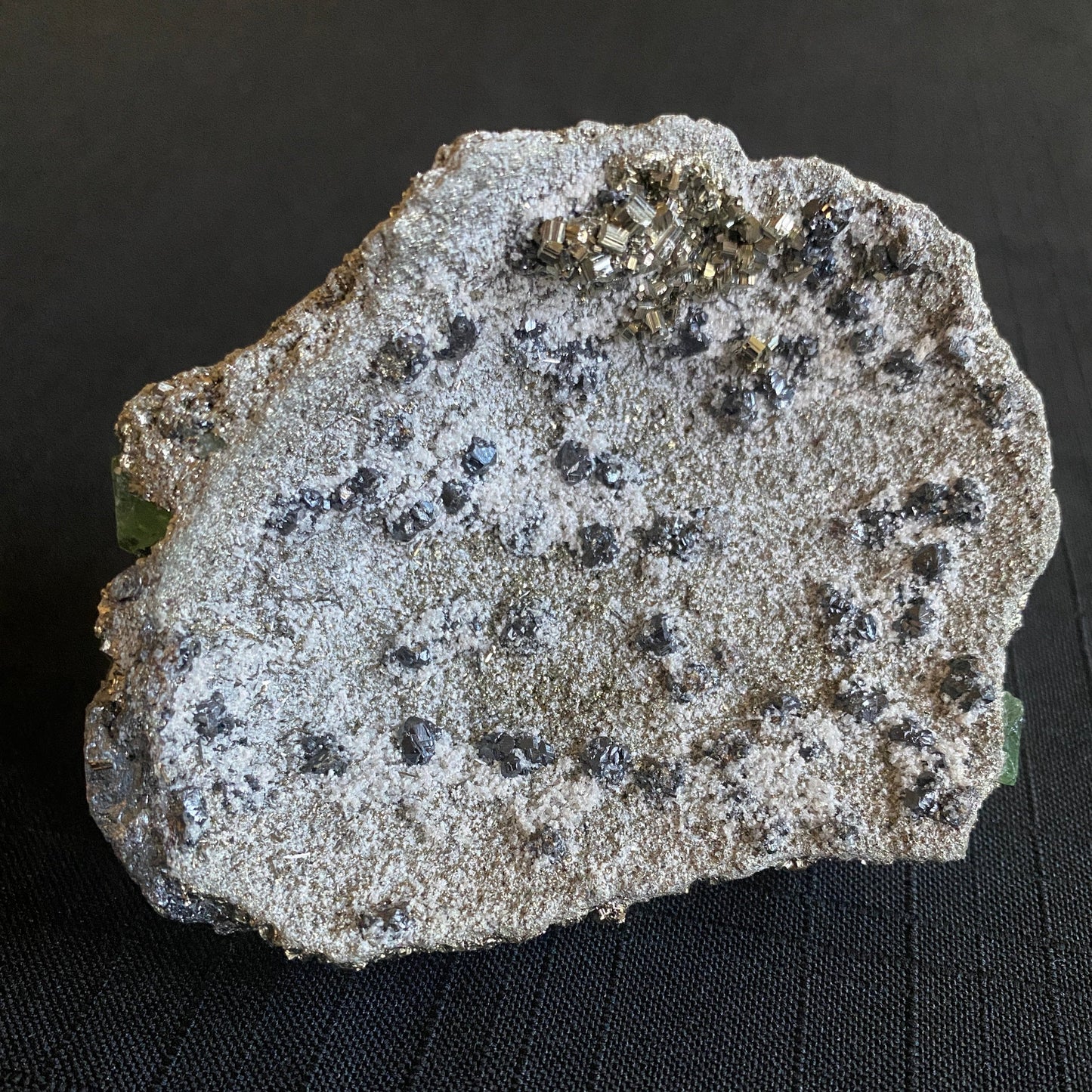 Geocronite-Jordanite and Fluorite, Milpo Mine, Cerro de Pasco, Pasco, Peru