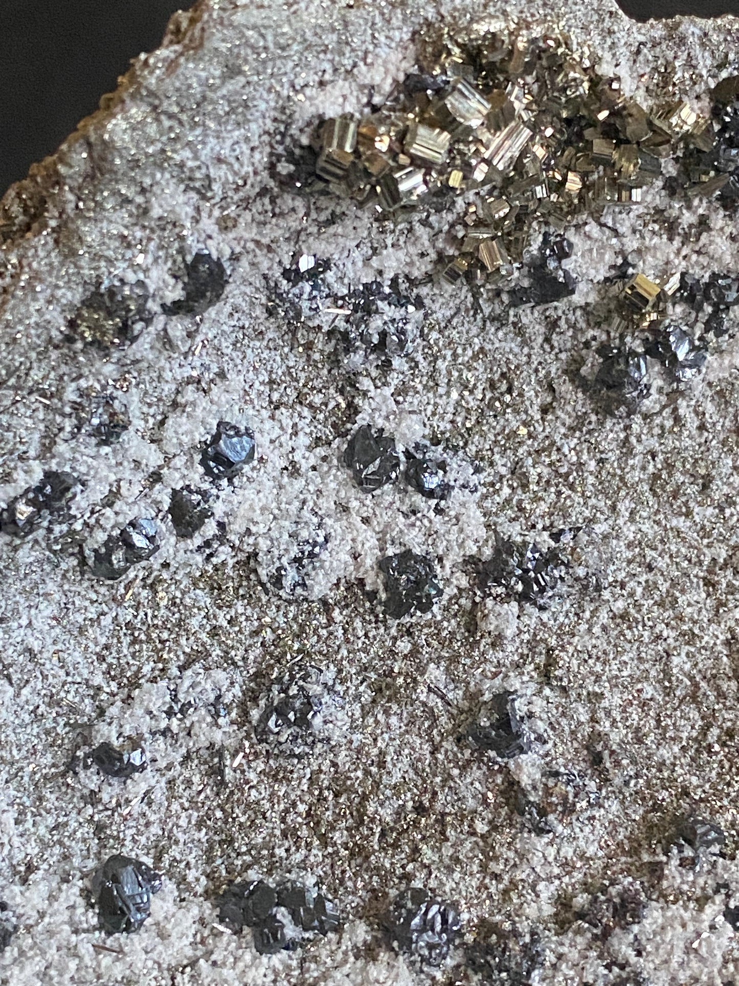 Geocronite-Jordanite and Fluorite, Milpo Mine, Cerro de Pasco, Pasco, Peru