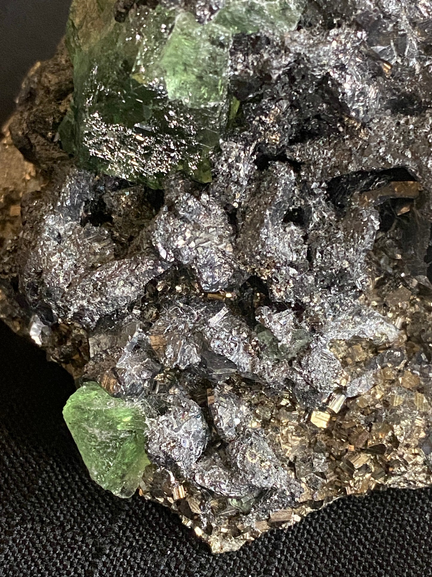 Geocronite-Jordanite and Fluorite, Milpo Mine, Cerro de Pasco, Pasco, Peru