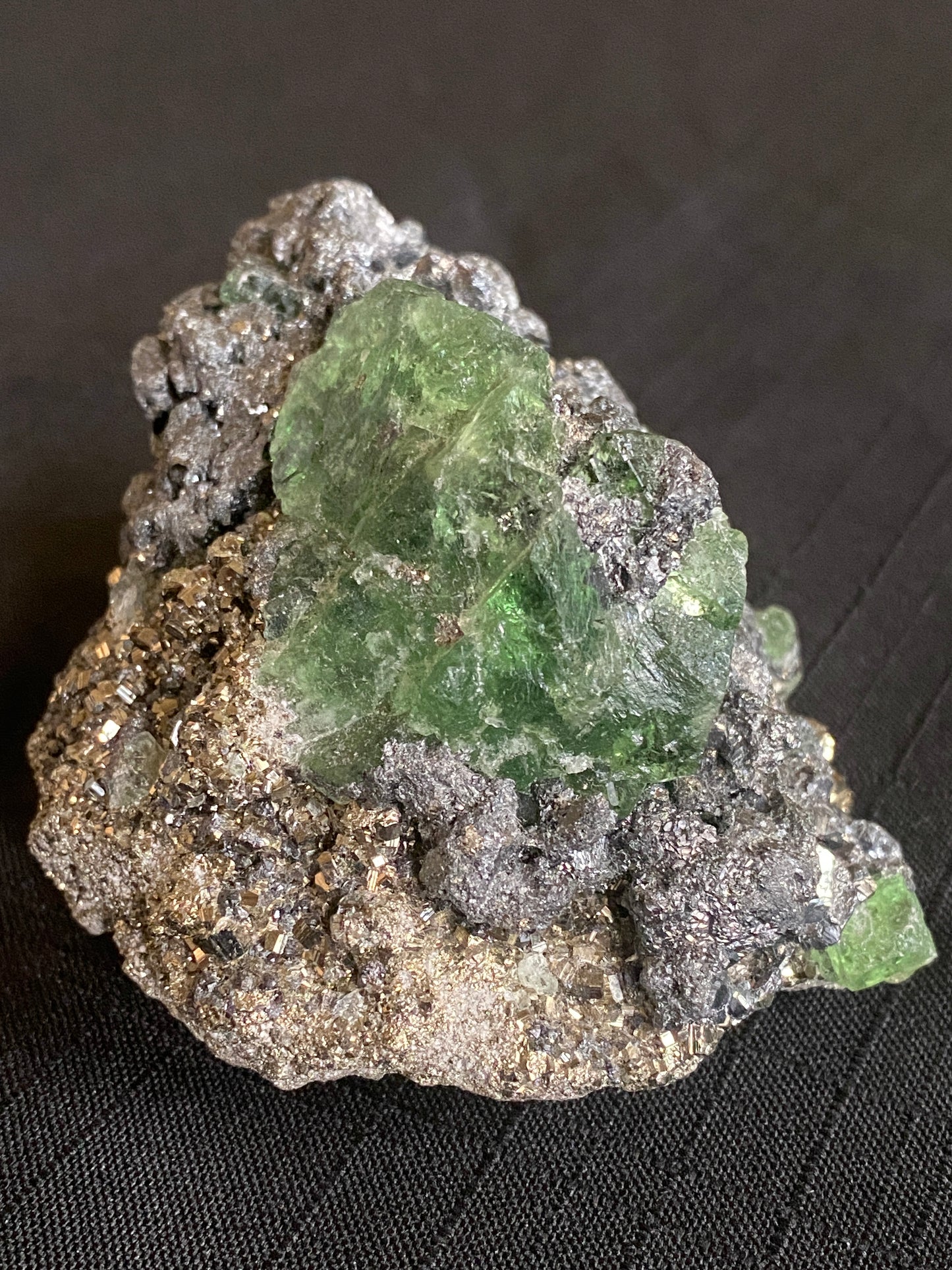 Geocronite-Jordanite and Fluorite, Milpo Mine, Cerro de Pasco, Pasco, Peru