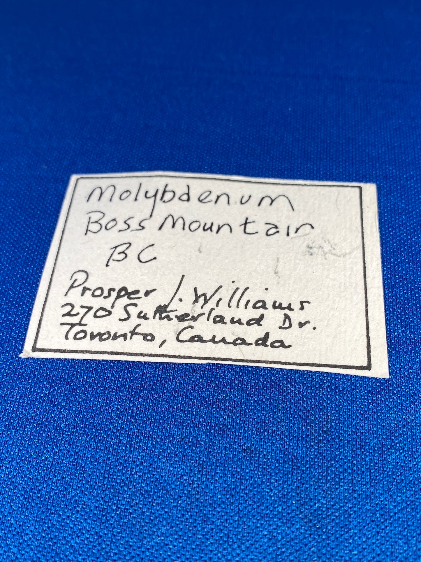 Molybdenite, Boss Mountain Mine, Williams Lake, British Columbia, Canada (Ex Prosper J. Williams)