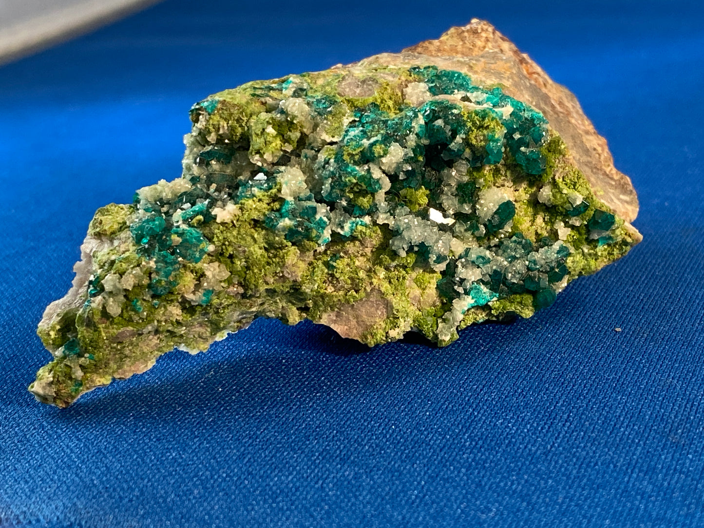 Dioptase, Duftite & Calcite, Tsumeb, Namibia (Ex Prosper J. Williams)