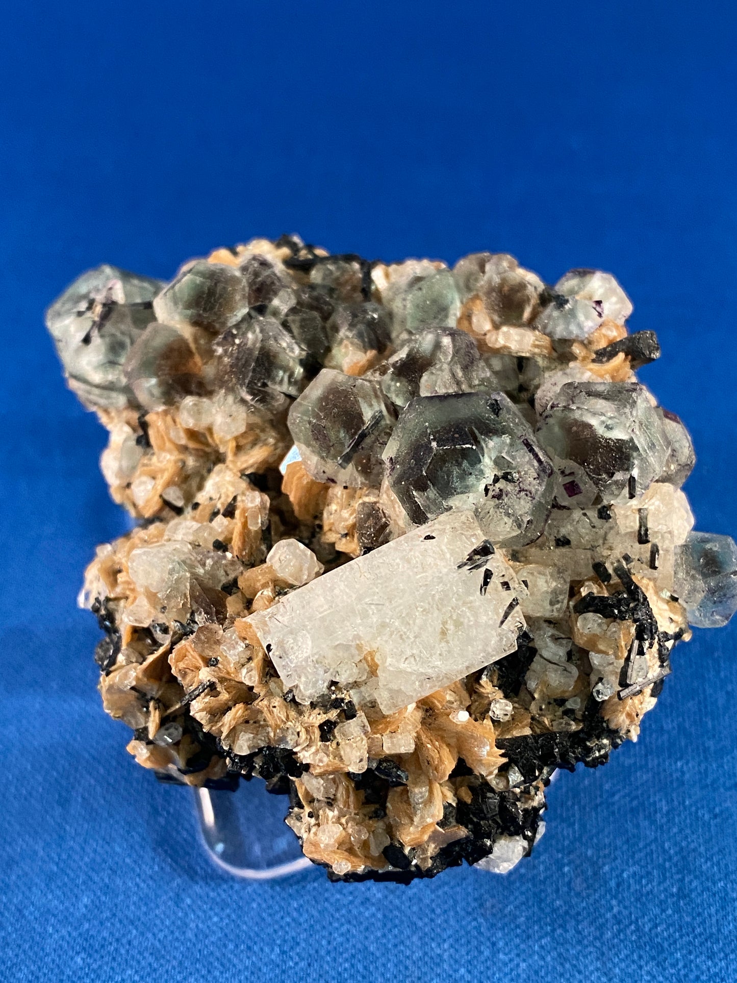 Beryl var Goshenite, Fluorite, Muscovite & Schorl, Erongo, Namibia