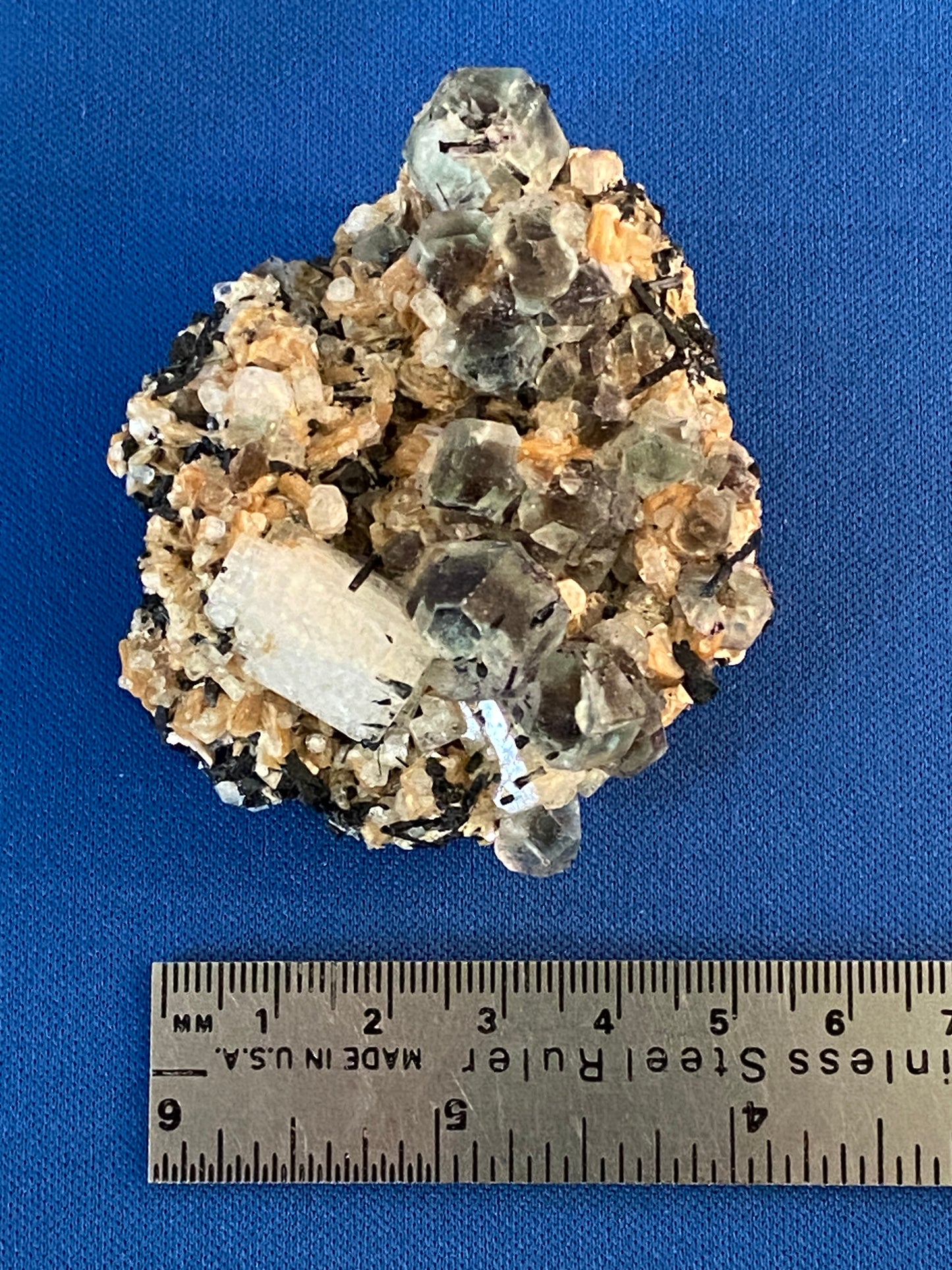 Beryl var Goshenite, Fluorite, Muscovite & Schorl, Erongo, Namibia