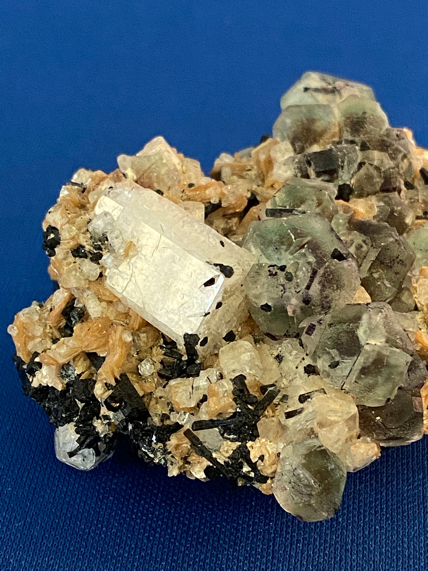 Beryl var Goshenite, Fluorite, Muscovite & Schorl, Erongo, Namibia