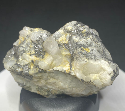 Gold & Cosalite in Quartz, Caribou Quartz Mine, Wells, British Columbia, Canada