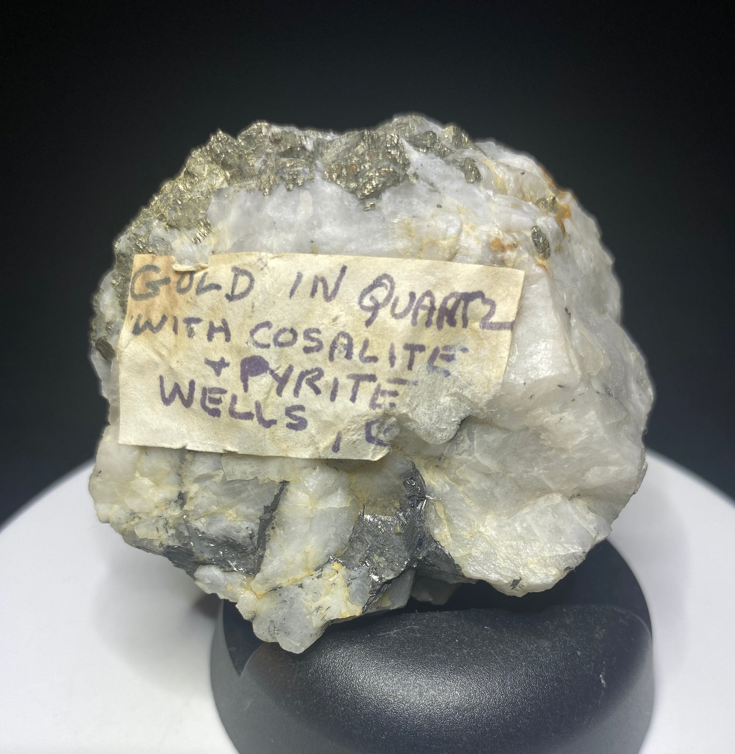 Gold & Cosalite in Quartz, Caribou Quartz Mine, Wells, British Columbia, Canada