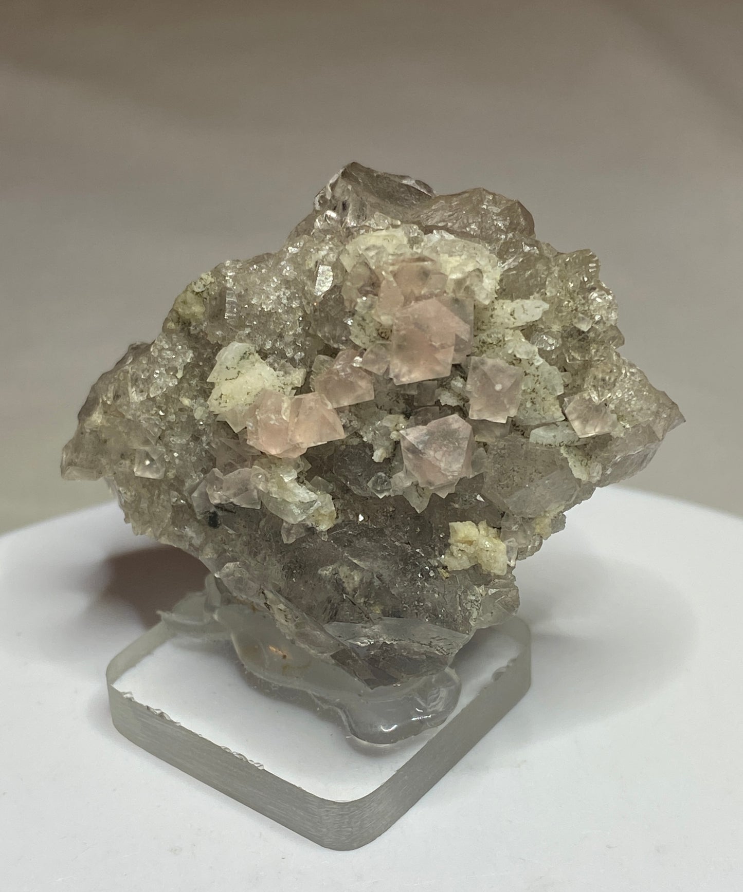 Fluorite on Smoky Quartz, Argentier Glacier, Mont Blanc, France