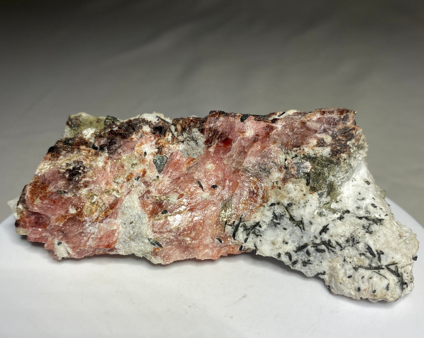Rhodochrosite with Aegirine, Mont St-Hilaire, Quebec, Canada