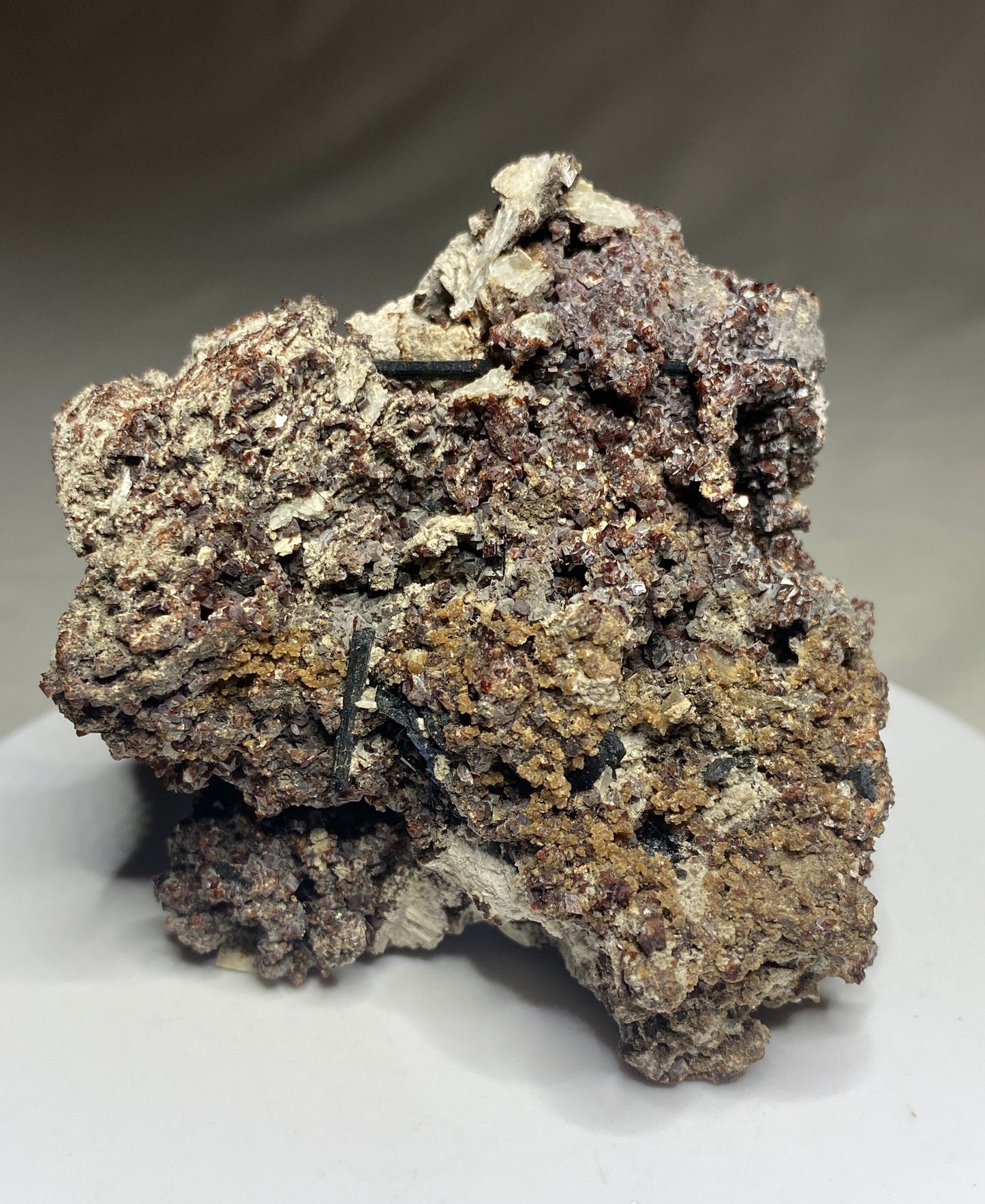 Apatite on Rhodochrosite with Aegirine, Poudrette Quarry, Mont St-Hilaire, Quebec, Canada