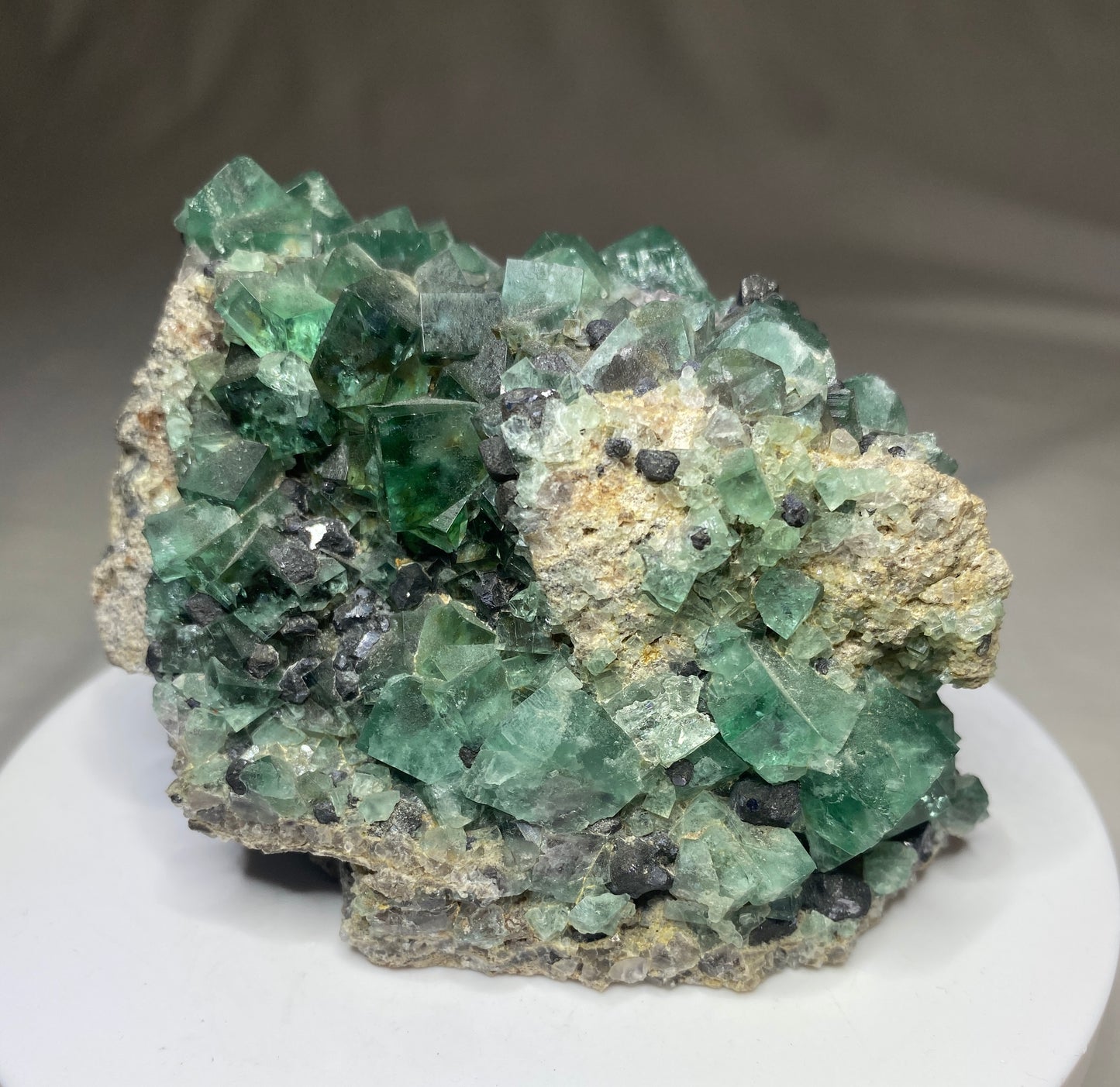 Fluorite (daylight fluorescence) & Galena, Rogerley Mine, Weardale, County Durham, England