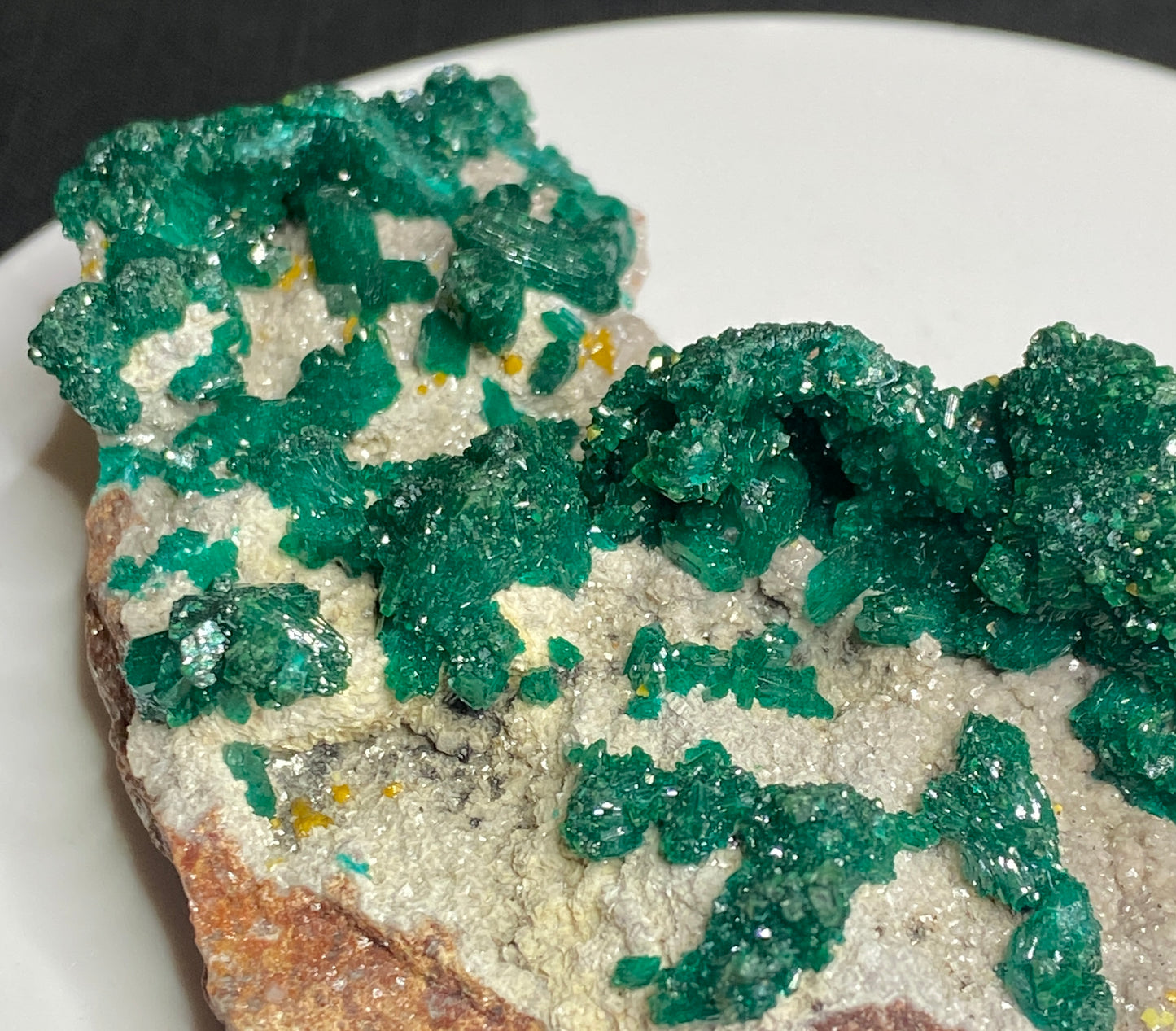 Dioptase with Mimetite, N'tola Mine, Mindouli District, Republic of the Congo (Brazzaville)