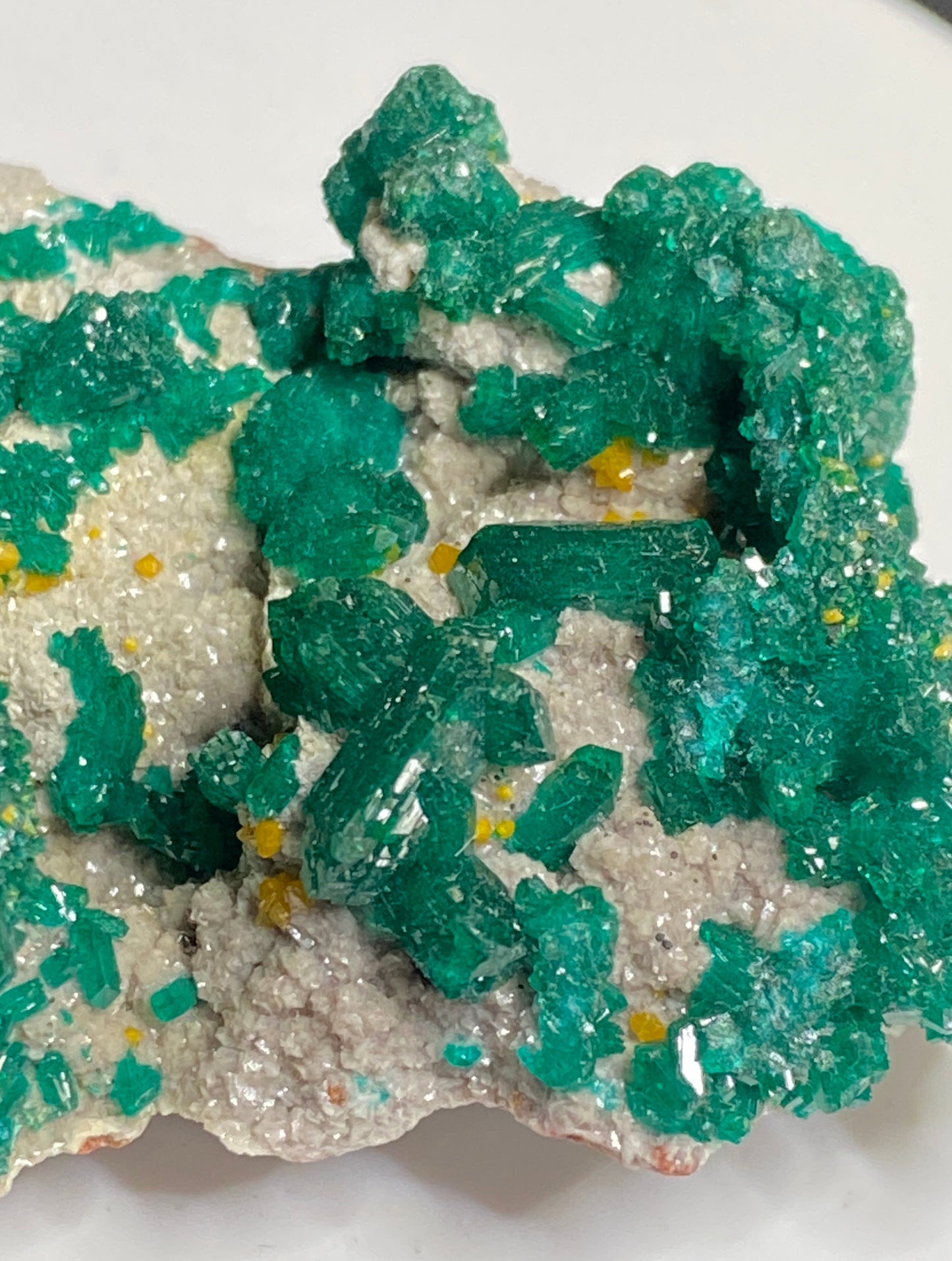 Dioptase with Mimetite, N'tola Mine, Mindouli District, Republic of the Congo (Brazzaville)