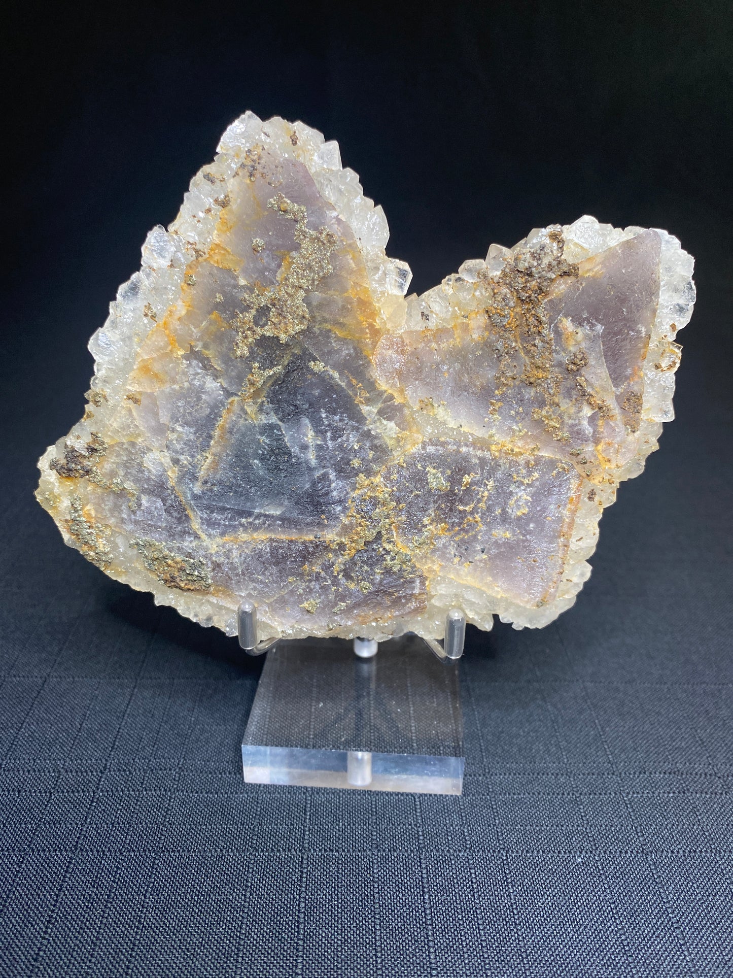 Quartz over Fluorite, El Hammam Mine, Meknes-Tafilalet Region, Khemisset Province, Morocco