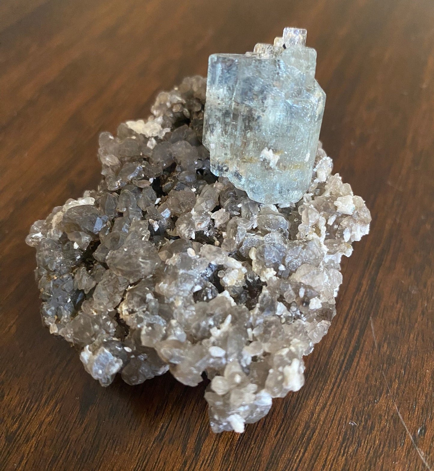 Aquamarine, Hyalite Opal & Smoky Quartz, Erongo Mountains, Erongo, Namibia