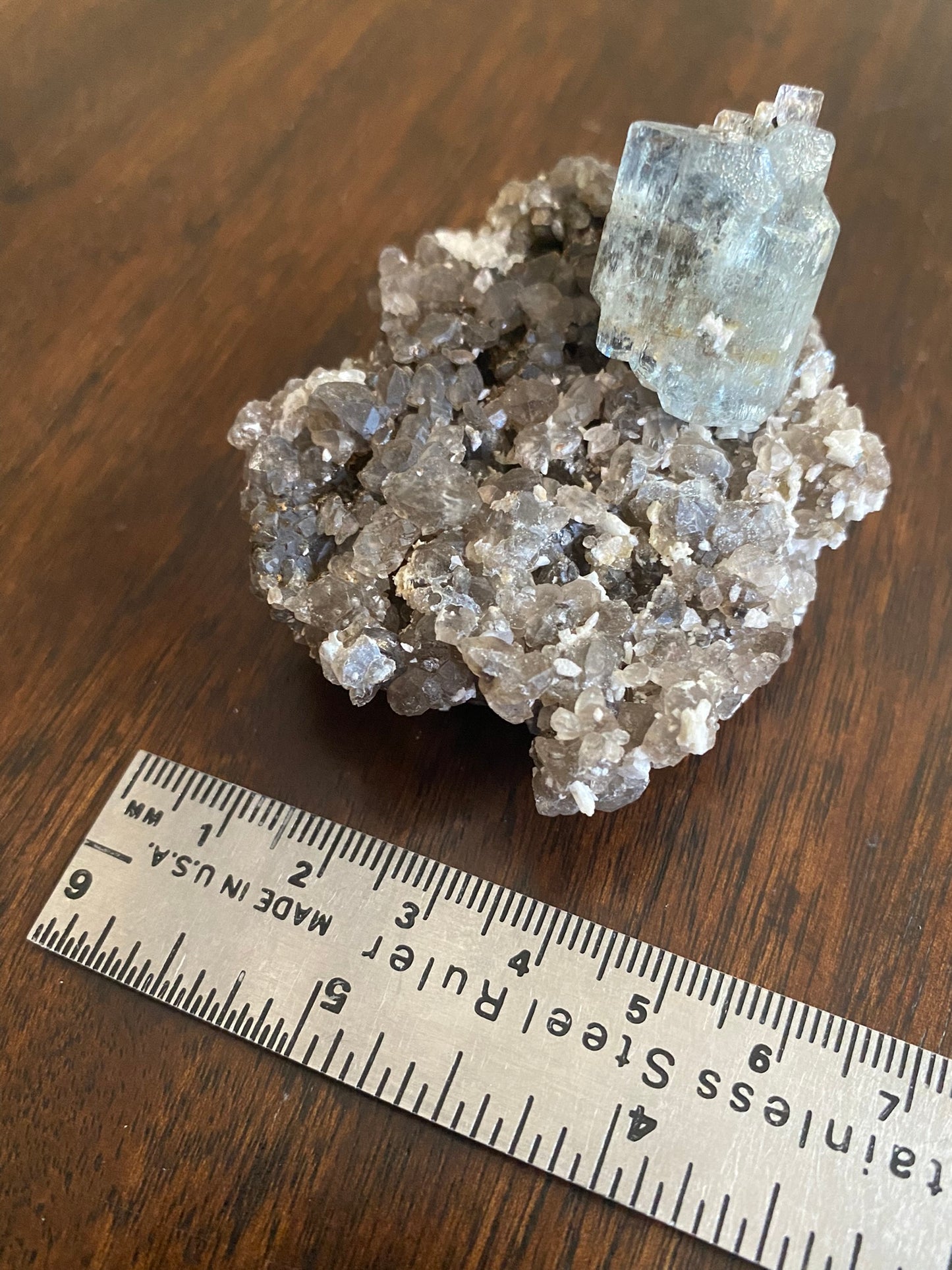 Aquamarine, Hyalite Opal & Smoky Quartz, Erongo Mountains, Erongo, Namibia