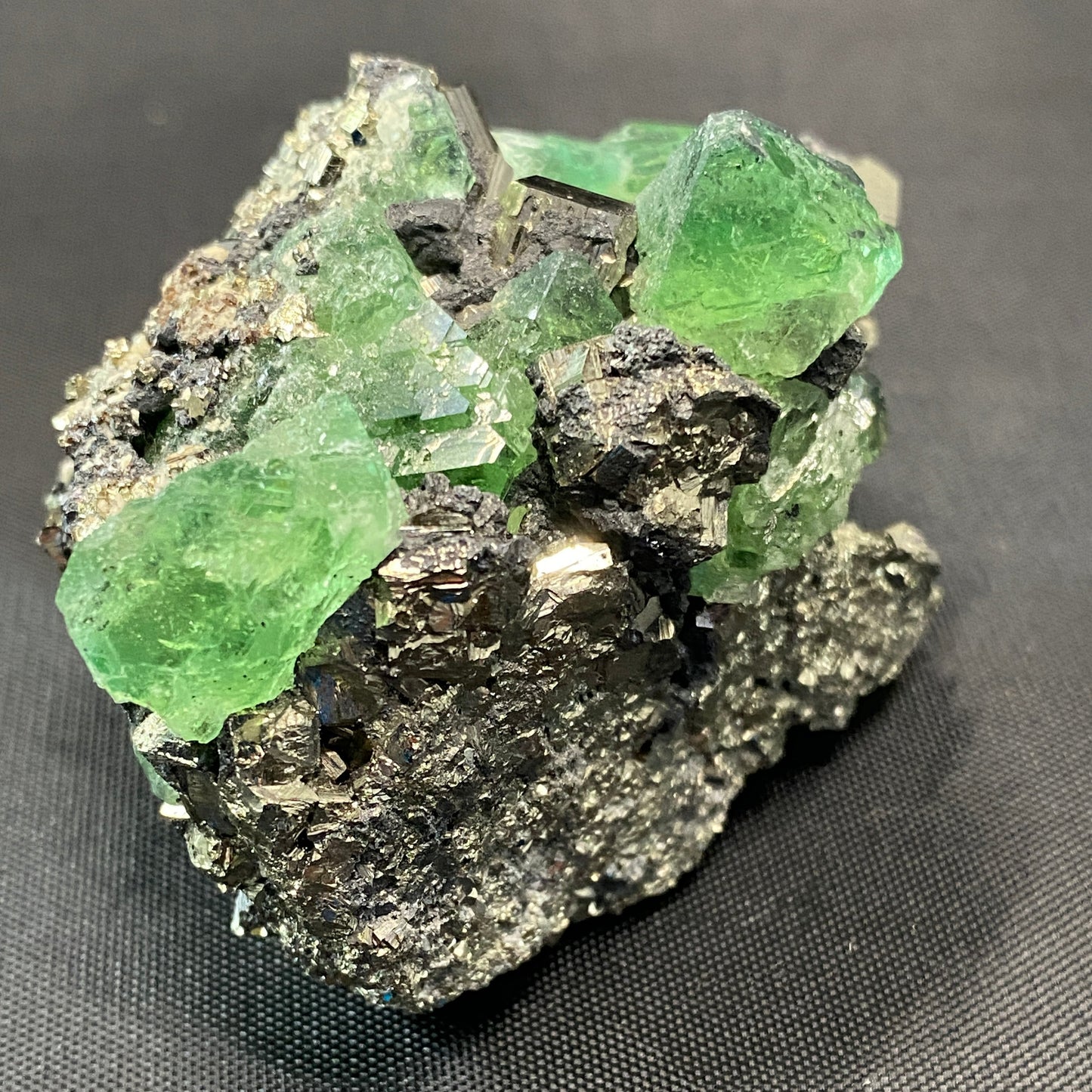 Geocronite-Jordanite, Fluorite & Pyrite, Milpo Mine, Cerro de Pasco, Pasco, Peru