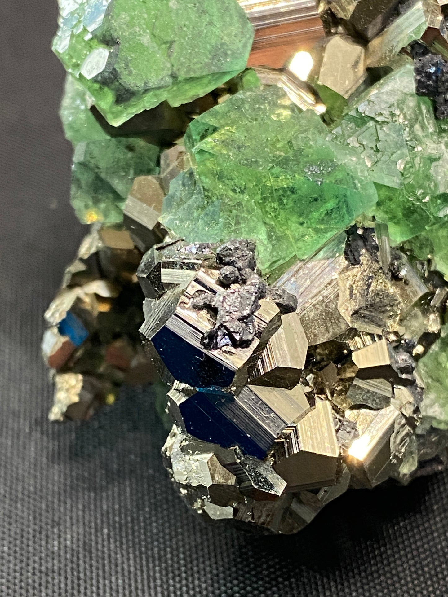 Geocronite-Jordanite, Fluorite & Pyrite, Milpo Mine, Cerro de Pasco, Pasco, Peru