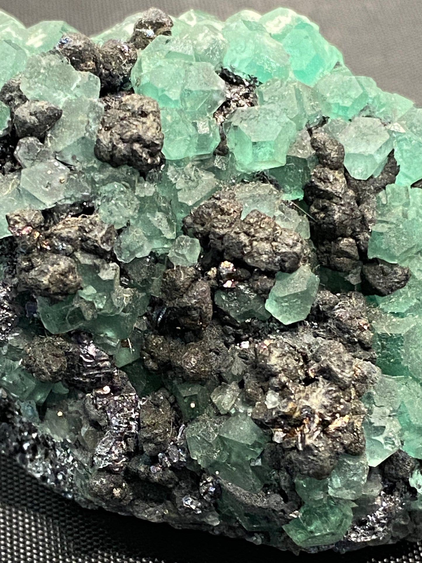 Geocronite-Jordanite and Fluorite, Milpo Mine, Cerro de Pasco, Pasco, Peru